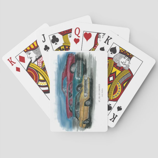 1967, 1968, 1969 classic camaros playing cards (Back)