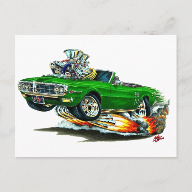 1967-68 Firebird Green Convertible Postcard (Front)