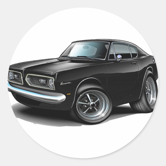 1967-69 Barracuda Black Car Classic Round Sticker (Front)