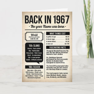 1967 Back in the Day, Fun Facts Birthday Card