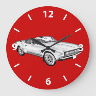 1967 Camaro muscle Car Illustration Large Clock