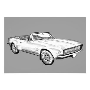 1967 Camaro muscle Car Illustration Photo Print