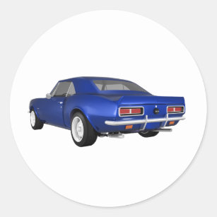 1967 Camaro SS: Blue Finish: 3D Model: Classic Round Sticker