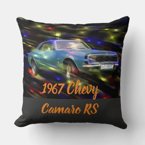 1967 Chevy Camaro RS Mens Basic Dark T_Shirt Throw Pillow