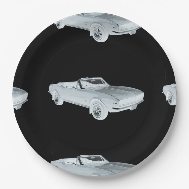 1967 Chevy Camaro RS Muscle Car Pop Art Paper Plates (Front)