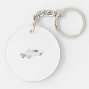 1967 Chevy Chevelle Black and White Acrylic Keychain