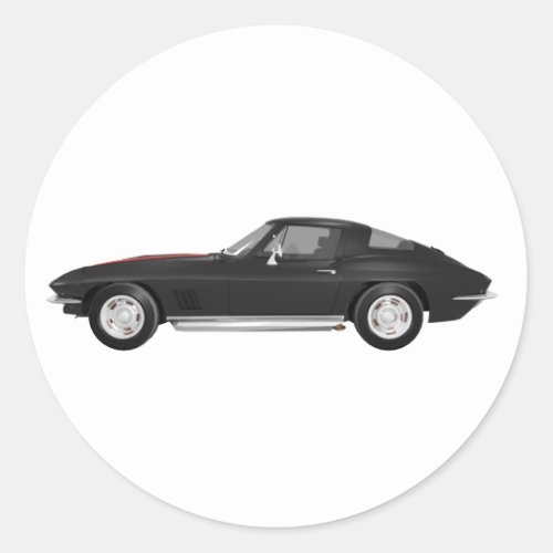1967 Corvette Sports Car Black Finish Classic Round Sticker