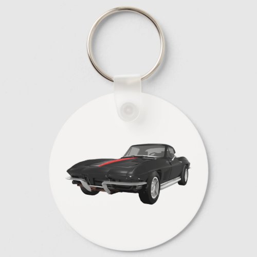 1967 Corvette Sports Car Black Finish Keychain