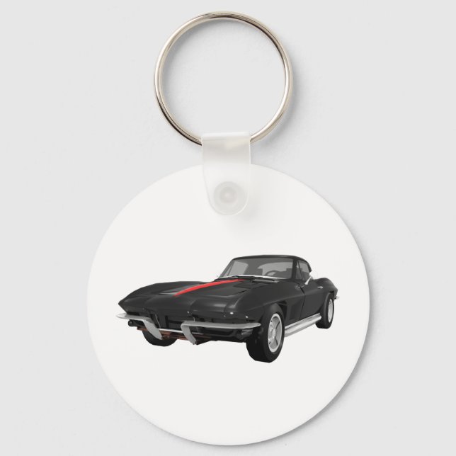 1967 Corvette Sports Car: Black Finish: Keychain (Front)