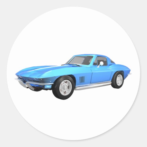 1967 Corvette Sports Car Blue Finish Classic Round Sticker