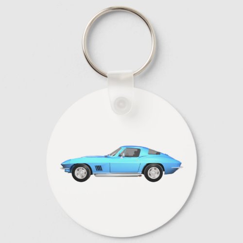 1967 Corvette Sports Car Blue Finish Keychain