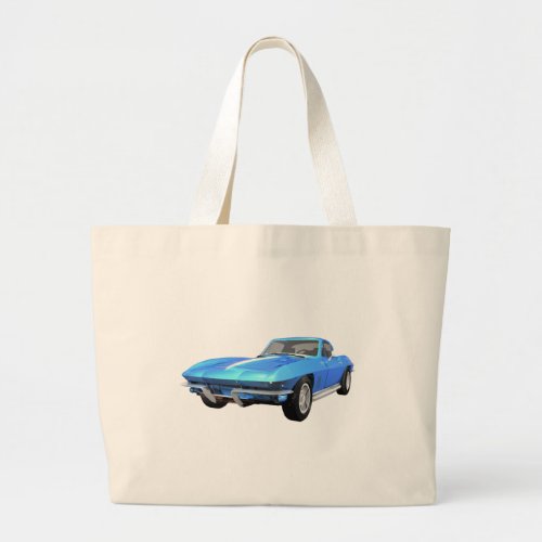 1967 Corvette Sports Car Blue Finish Large Tote Bag