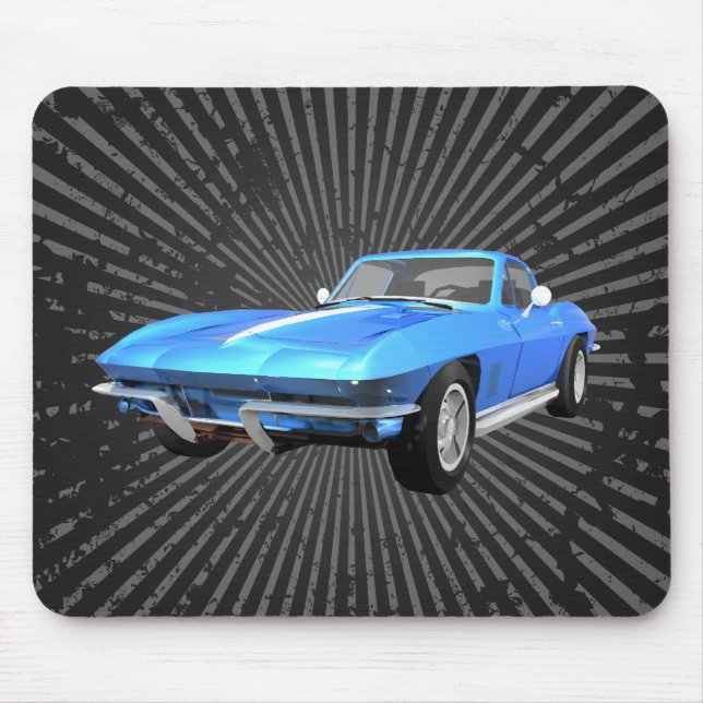 1967 Corvette Sports Car: Blue Finish: Mousepad (Front)
