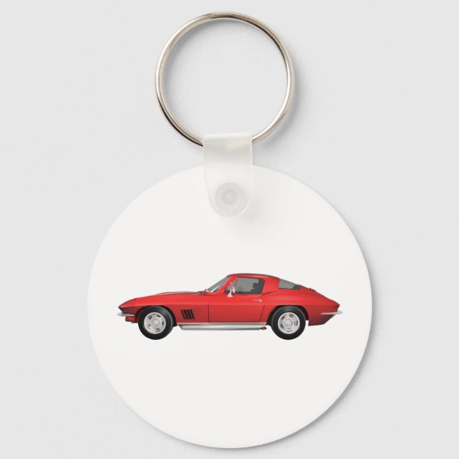 1967 Corvette: Sports Car: Red Finish: Keychain (Front)