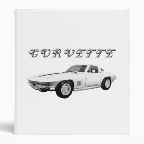 1967 Corvette Sports Car White Finish Binder