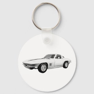 1967 Corvette Sports Car: White Finish: Keychain
