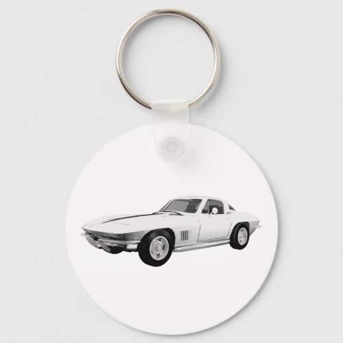 1967 Corvette Sports Car White Finish Keychain