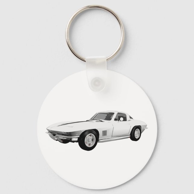 1967 Corvette Sports Car: White Finish: Keychain (Front)