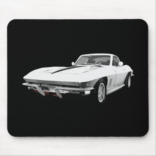 1967 Corvette Sports Car White Finish Mouse Pad