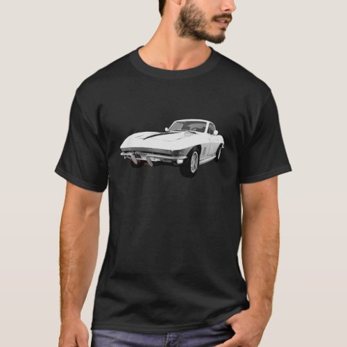 1967 Corvette Sports Car White Finish T_Shirt