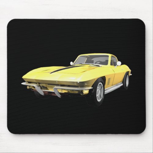 1967 Corvette Sports Car Yellow Finish Mouse Pad