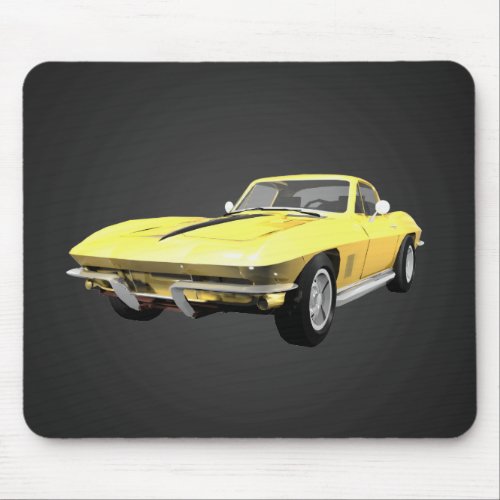 1967 Corvette Sports Car Yellow Finish Mousepad