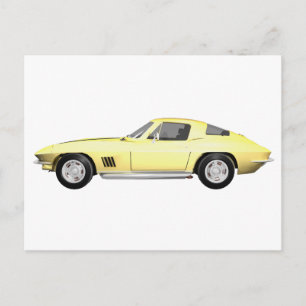1967 Corvette Sports Car: Yellow Finish Postcard
