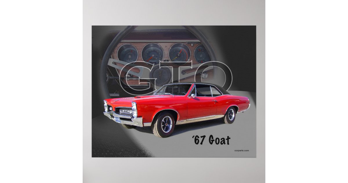 1967 Gto Goat Muscle Car Art Poster Zazzle Com