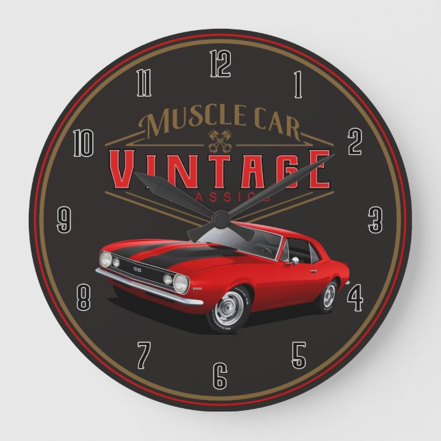 1967 Muscle Car Vintage Classics Large Clock (Front)