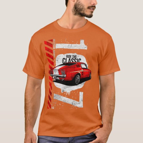 1967 Patriotic American V8 Muscle  Pony Mustang T_Shirt
