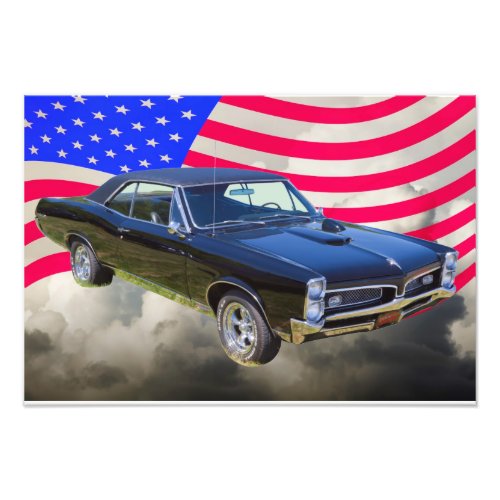 1967 Pontiac GTO and American Flag Photo Print