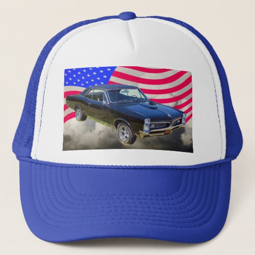 1967 Pontiac GTO and American Flag Trucker Hat