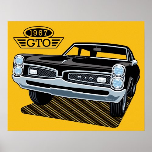 1967 Pontiac GTO Black BACKGROUND COLOR EDITABLE. Poster