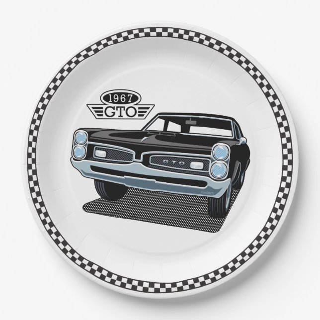 1967 Pontiac GTO Black Paper Plates (Front)
