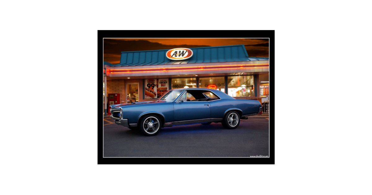 1967 Pontiac Gto Muscle Car Neon Diner Postcard Zazzle Com