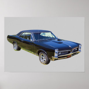 Game room childs Wall art 1967 GTO Pontiac black digital art print download Garage Man cave decor Great front view Antique Classic Car