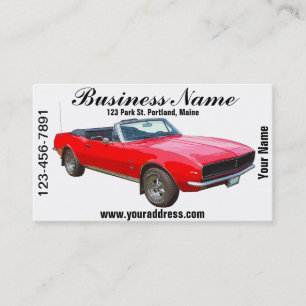 1967 red convertible Camaro Muscle Car. Business Card