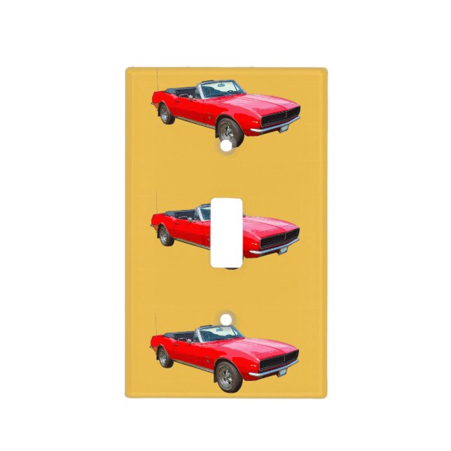1967 Red Convertible Camaro Muscle Car Light Switch Cover (Front)