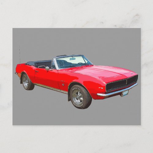 1967 red convertible Camaro Muscle Car Postcard