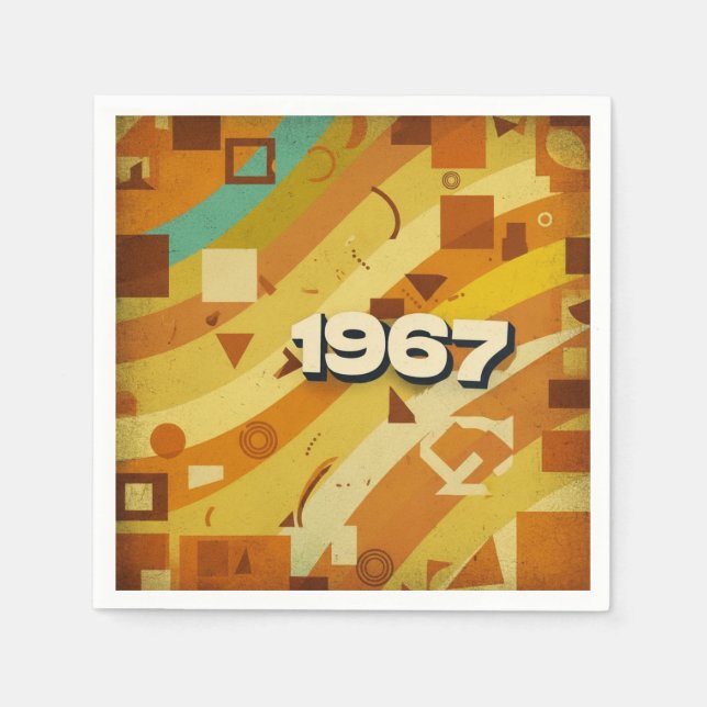 1967 - Retro Vintage 60s Geometric Design - Napkins (Front)