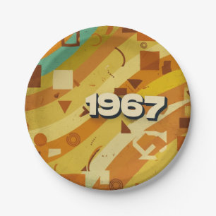 1967 - Retro Vintage 60s Geometric Design - Paper Plates
