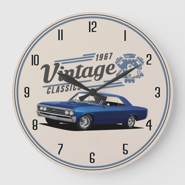 1967 Vintage Chevelle Classic Car Large Clock (Front)