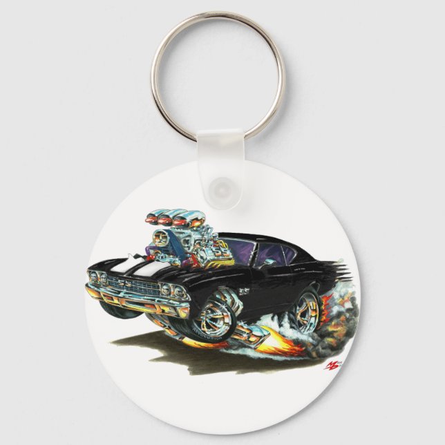 1968-69 Chevelle Black-White Car Keychain (Front)