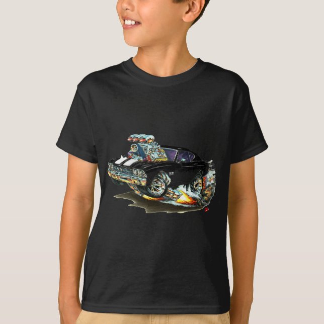 1968-69 Chevelle Black-White Car T-Shirt (Front)