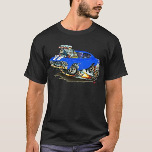 1968_69 Chevelle Blue White Car T_Shirt