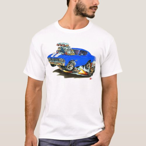 1968_69 Chevelle Blue White Car T_Shirt