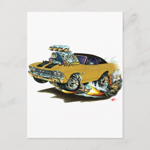 1968_69 Chevelle Gold Car Postcard