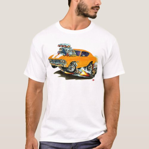 1968_69 Chevelle Orange_White Car T_Shirt