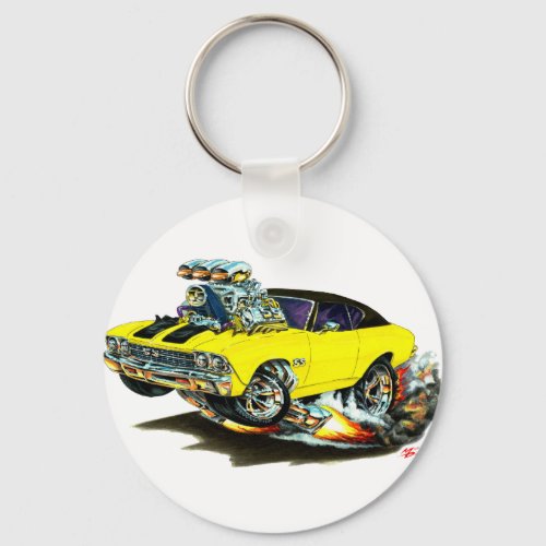 1968_69 Chevelle Yellow_Black Top Car Keychain