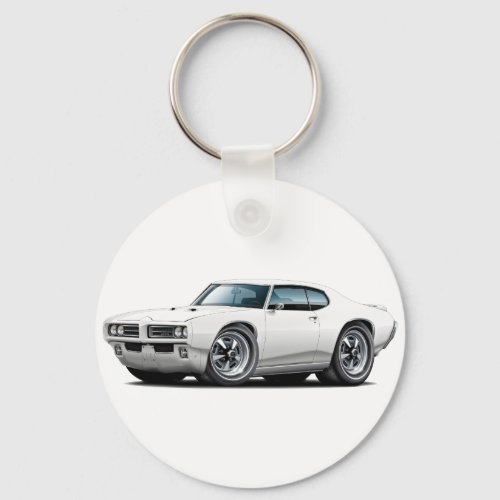 1968-69 GTO White Car Keychain